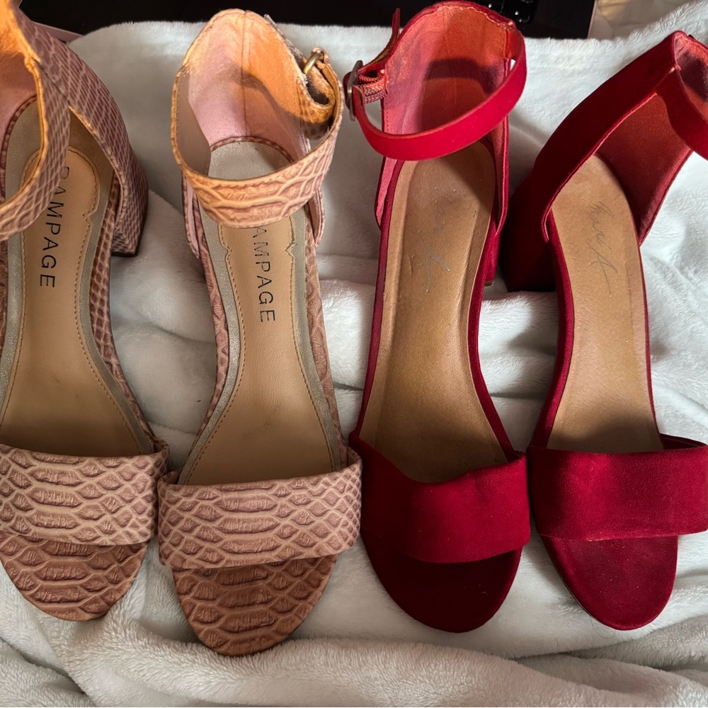 2 pairs of heels bundle Elegant Women's Red and Pink Heels